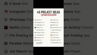 40 project ideas for web developers #web #development #develop #project #ideas #learn #howto #shorts