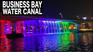 Business Bay Water Canal Night Walk | 4K | Dubai Tourist Attraction