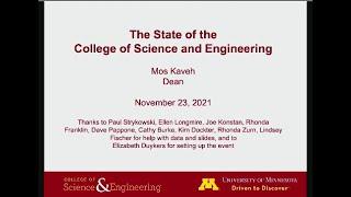 UMN CSE Dean's State of the College Address - Fall 2021