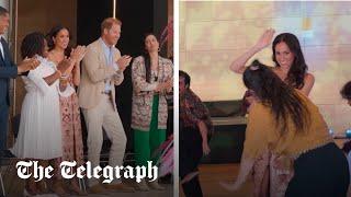 Harry and Meghan dance on first day of Sussex's Colombia tour