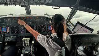 Beautiful Female Pilot Take Off Her Boeing B737-700 | Cockpit View | GoPro