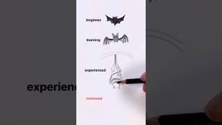 4 levels of bat #halloweenart #batsketch #pencildrawing #artvideos #animalart #halloweendrawings