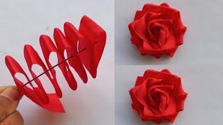 DIY Ribbon Flowers / How to make ribbon flowers / Easy making with needle / Amazing Ribbon Tricks