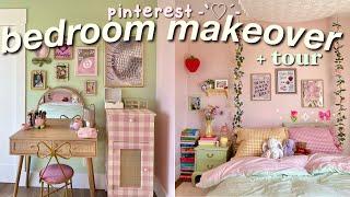 AESTHETIC ROOM MAKEOVER + tour!⋆paintingdiy decor, pink & green themecozy+ pinterest inspired!