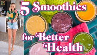 5 Smoothies For Better Health (Antioxidants, Immunity, Inflammation, Detox, Brain) + CHALLENGE!