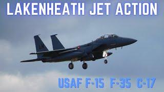 USAF F-15 F-35 ACTION - 48TH FIGHTER WING TAKE-OFFS at RAF LAKENHEATH