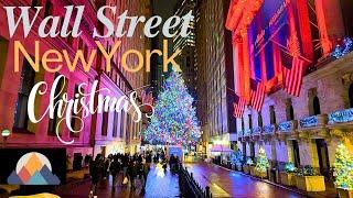 Christmas in NYC ️Wall Street Christmas Tree Walking Downtown New York city NYSE Manhattan 2024