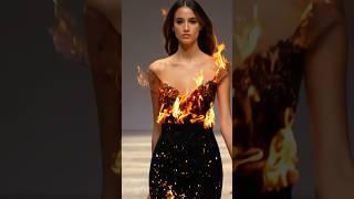 Fire dress on fashion show #ai #fashion #fashionweek