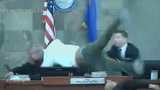 Courtroom video shows a man attacking a female judge during the sentencing