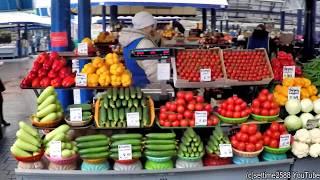 A walk in the Biggest Food Market of Belarus, in Minsk. Traditional Russian Food Market