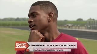 Champion Allison and Jayson Baldridge Whataburger Athlete of the Week