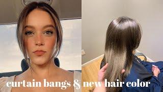 Getting curtain bangs + NEW hair color!