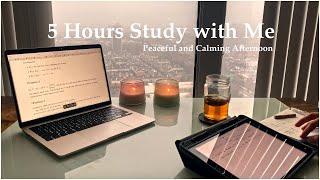 5-HOUR STUDY WITH ME| Rain + Sunset View| White Noise for Studying|POMODORO 60/10| Mindful Studying|