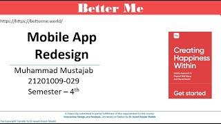 Better Me: Redesign Mobile App Project