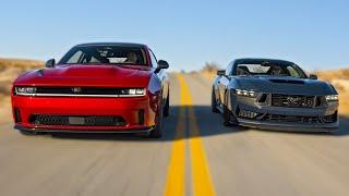 End of V8 Muscle? 2024 Dodge Charger EV vs Ford Mustang Dark Horse – Full Comparison
