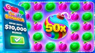 WE SPUN INTO A $10,000 BONUS ON SWEET BONANZA! (50x dropped)