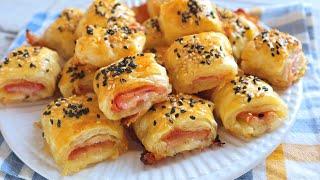 Mininapolitanas de hojaldre con jamón y queso