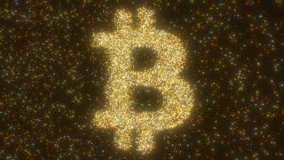 Sparkling Points Of Light Form Iconic Bitcoin Cryptocurrency Symbol 4K VJ Loop Motion Background