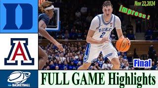 Duke Blue Devils vs Arizona Wildcats [ FULL GAME ] Nov 22,2024 | College men's basketball | Ncaa