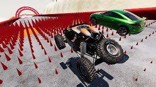 Massive Spike Strip High Speed Car Crashes #4 BeamNG Drive