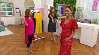 Susan Graver Printed Liquid Knit Button Front Dress on QVC