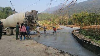 Time-lapse video of the process of building a road across the stream