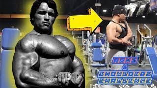 LIGHTSKIN HUNK OF STEEL ATTEMPTS ARNOLD SCHARTZNIGGER ARMS + SHOULDERS WORKOUT!
