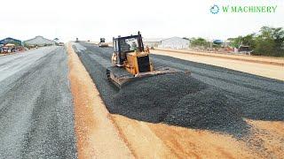 Greatest Operator Bulldozer Komatsu Pushing Gravel Installing Foundation New Roads