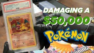 DAMAGING A $50K POKEMON CARD?!