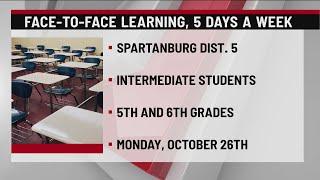 Some Spartanburg District 5 students to return to 5 day in-person schedule