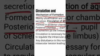 formation and circulation of Aqueous humor