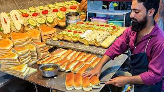 SINDHI EGG BURGER: Pakistani Food Street Special Anda Bun Kabab! Street Food Egg Shami Burger Making