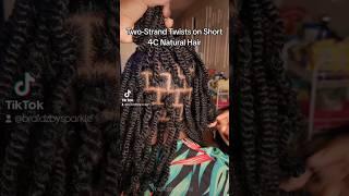 Two-Strand Twists on Short 4C Natural Hair #rubberbandmethod #extensions #protectivestyles