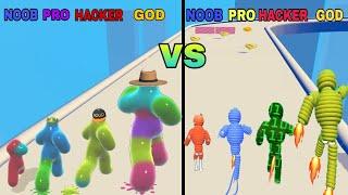 NOOB VS PRO VS HACKER VS GOD in Blob Runner 3D vs Rope-Man Run