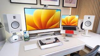 The DREAM Modern White Desk Setup Tour 2024!