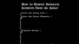 Remove Duplicate Elements From An Array In Java