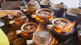 Unique cooking！Grilled Chicken Rice in Claypot, Claypot Sausage Rice / 炭香噴發！瓦煲雞飯, 臘味煲仔飯製作 - 街頭美食