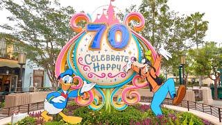Disney California Adventure - 70th Anniversary Decorations + Midway Mania 70th Update | 4K 60FPS
