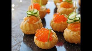 Закусочные профитроли  с сыром и рыбкой - Рецепт #Shorts