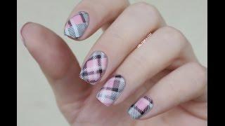 BornPrettyStore: cute and cozy pink TARTAN  stamping nail design