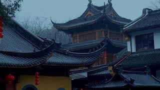 【白噪音】杭州法镜寺 I 钟声 木鱼声 雨声 I 一小时助眠雨声 木鱼声 静心 冥想 学习陪伴