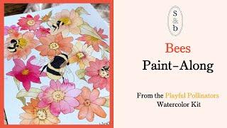 "Bees" Playful Pollinators Watercolor Kit Paint Along - by Splatter & Bloom