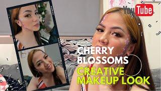 PRACTICING CREATIVE MAKEUP | CHERRY BLOSSOMS CREATIVE MAKEUP LOOK | AIZ SCOOP