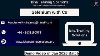 Selenium with C#  Demo Video On 8th January 2025.pls WhatsApp/ call on +91-9133190573 to enroll.