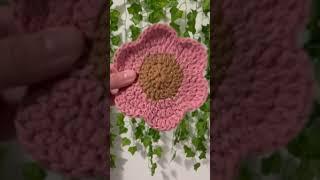 Crocheting a flower coaster 