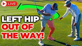 The Perfect Drill To Rotate The Left Hip Out Of The Way! (Live Golf Lesson)