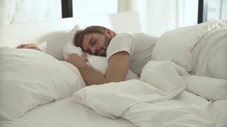 Sleeping Man In Bed With White Linens At Light Bedroom | Stock Footage - Videohive