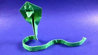 How to make a snake out of paper  Origami cobra from paper