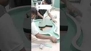 Round mirror making process Wall mirror keese banaye #furniture #wood #furnituremaking