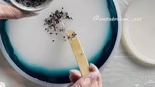 Этажерка из жидкой смолы с эффектом прожилок от Аниты Корзун | Liquid resin Vase with streaks effect